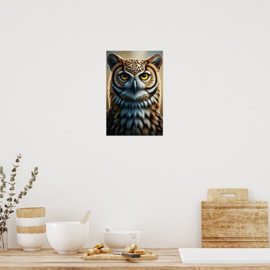 Majestic Owl Portrait Wall Art ポスター (キッチン)