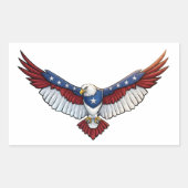 Majestic Patriotic Flying Bald Eagle – American 長方形シール (正面)