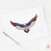 Majestic Patriotic Flying Bald Eagle – American 長方形シール (封筒)