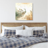 Majestic Peacock Canvas Print – Vibrant Feathers  キャンバスプリント (インサイチュ (寝室))
