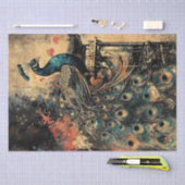 Majestic Peacock on Oriental Pagoda 薄葉紙 (クラフト)