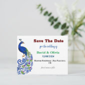 Majestic Peacock Wedding Save The Date Postcard ポストカード (スタンド正面)