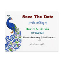 Majestic Peacock Wedding Save The Date Postcard
