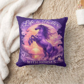 Majestic Purple Horse Sunset Dreamscape クッション (ブランケット)