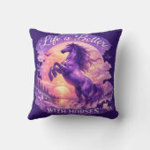 Majestic Purple Horse Sunset Dreamscape クッション (裏面)