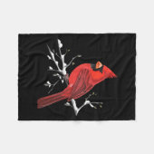Majestic Red Cardinal Birdwatching Birdwatcher Bir フリースブランケット (正面(横))