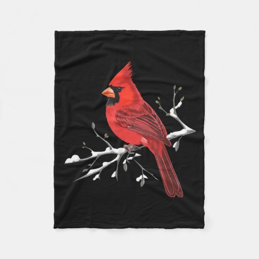 Majestic Red Cardinal Birdwatching Birdwatcher Bir フリースブランケット (正面)