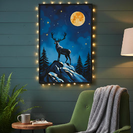 Majestic Reindeer by Moonlight Poster ポスター