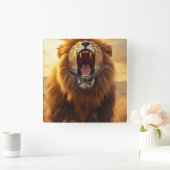 Majestic Roaring Lion Poster スクエア壁時計 (ホーム)