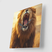 Majestic Roaring Lion Poster スクエア壁時計 (傾斜)