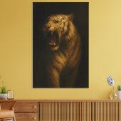 Majestic Roaring White Tiger – Fine Art Canvas キャンバスプリント (インサイチュ (リビング))