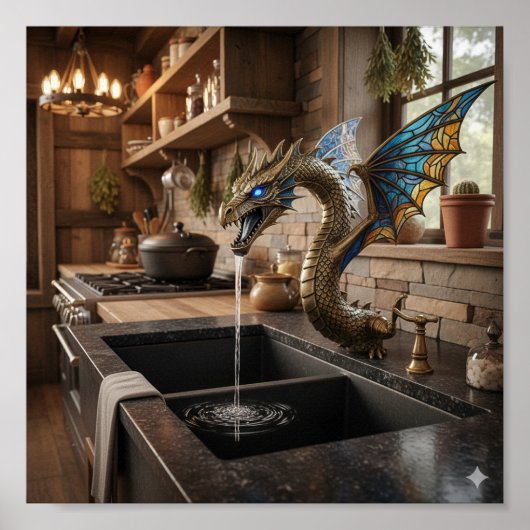Majestic Sea Serpent Faucet - Ornate Dragon Sculpt ポスター (正面)