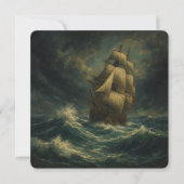 Majestic Ship at Sea Oil Art Greeting Card カード (正面)