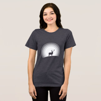 Majestic Stag Silhouette Under Lunar Light トライブレンドTシャツ