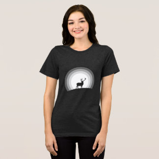 Majestic Stag Silhouette Under Lunar Light トライブレンドTシャツ