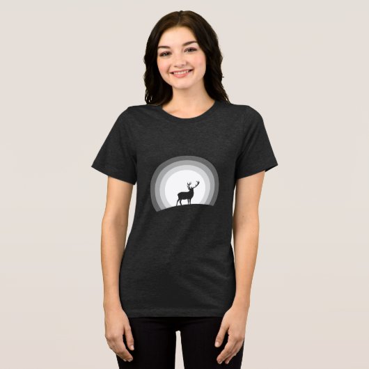 Majestic Stag Silhouette Under Lunar Light トライブレンドTシャツ (正面全面)