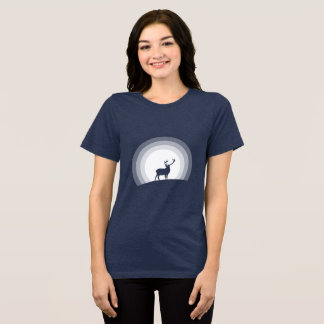 Majestic Stag Silhouette Under Lunar Light トライブレンドTシャツ