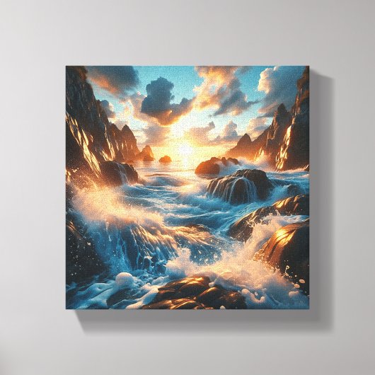 Majestic Sunset Over Dramatic Coastal Cliffs キャンバスプリント (正面)
