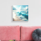 Majestic Swirling Turquoise Waves with Dramatic  キャンバスプリント (インサイチュ (リビング))