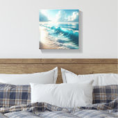 Majestic Swirling Turquoise Waves with Dramatic  キャンバスプリント (インサイチュ (寝室))