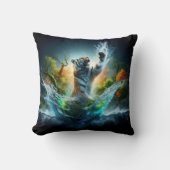 Majestic Tiger Rising from Water クッション (正面)