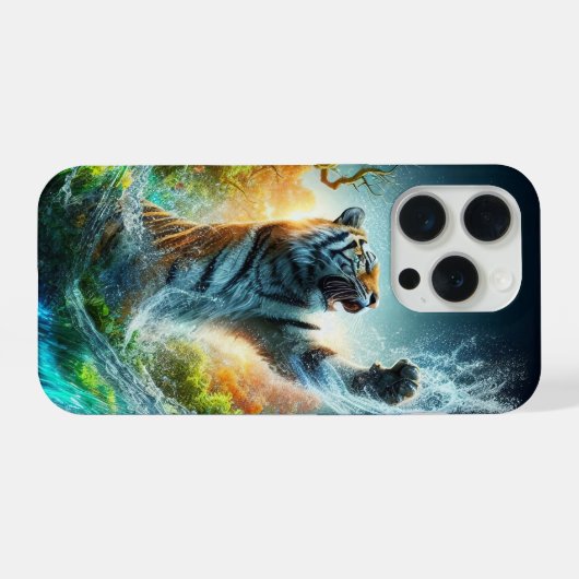 Majestic Tiger Rising from Water iPhoneケース (裏面横)