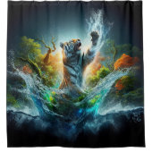 Majestic Tiger Splash Fantasy Wildlife Nature シャワーカーテン (正面)