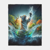 Majestic Tiger Splash Fantasy Wildlife Nature フリースブランケット (正面)
