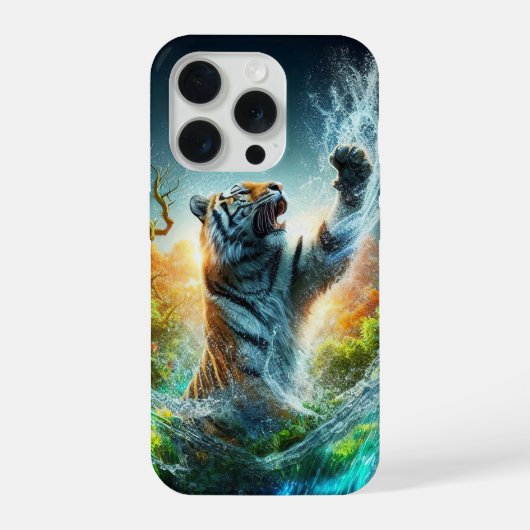 Majestic Tiger Splash Fantasy Wildlife Nature iPhoneケース (裏面)