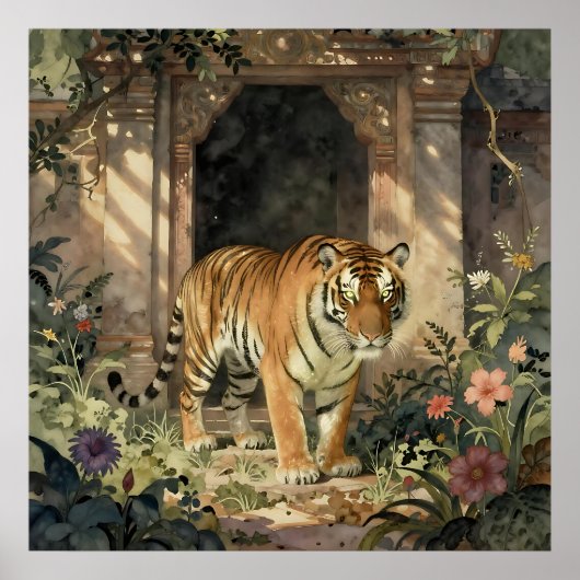 Majestic Tiger Walking through Ancient Dunes ポスター (正面)