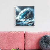 Majestic Turquoise Ocean Wave Crashing Against  キャンバスプリント (インサイチュ (リビング))