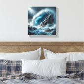 Majestic Turquoise Ocean Wave Crashing Against  キャンバスプリント (インサイチュ (寝室))