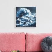 Majestic Turquoise Ocean Wave Under Dramatic Storm キャンバスプリント (インサイチュ (リビング))