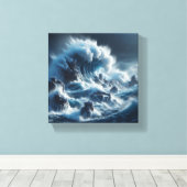 Majestic Turquoise Ocean Wave Under Dramatic Storm キャンバスプリント (インサイチュ (ウッドフロア))