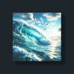 Majestic Turquoise Wave Curling Under Bright キャンバスプリント<br><div class="desc">A stunning digital landscape capturing a massive, vibrant turquoise wave as it curls beautifully under a clear, sunlit sky. The sparkling sea spray and the dynamic movement of the water create a refreshing and energetic atmosphere. Ideal for modern beach house decor, summer-themed interiors, or as a rejuvenating focal point in...</div>