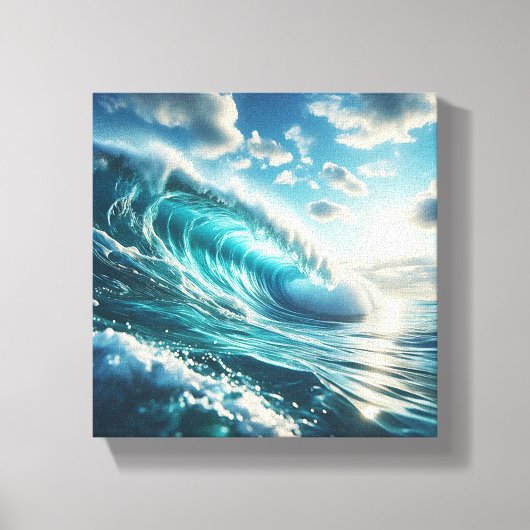 Majestic Turquoise Wave Curling Under Bright キャンバスプリント (正面)