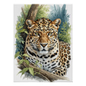 Majestic Watercolor Leopard Portrait ポスター (正面)