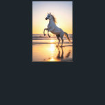 Majestic White Arabian Horse Sunset Beach キャンバスプリント<br><div class="desc">Capture the breathtaking beauty of nature with this stunning canvas print featuring a majestic white Arabian horse rearing gracefully on a golden beach at sunset. Bathed in warm cinematic light, the elegant horse reflects across the wet sand as ocean waves gently roll in behind it, creating a powerful and serene...</div>