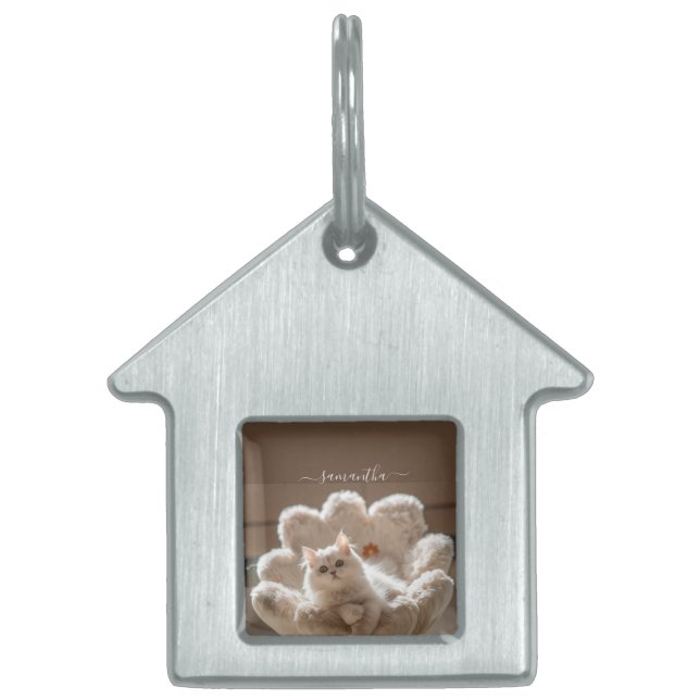 Majestic white cat lover ペットネームタグ (正面)