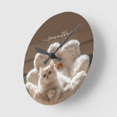 Majestic white cat lover ラウンド壁時計 (傾斜)