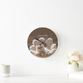 Majestic white cat lover ラウンド壁時計 (ホーム)