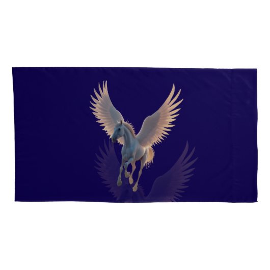 Majestic White Pegasus Flying in Night Sky Fantasy 枕カバー (裏面-右)