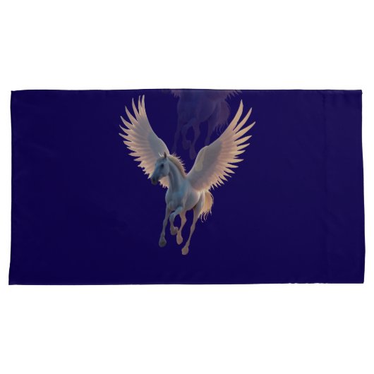 Majestic White Pegasus Flying in Night Sky Fantasy 枕カバー (正面右)
