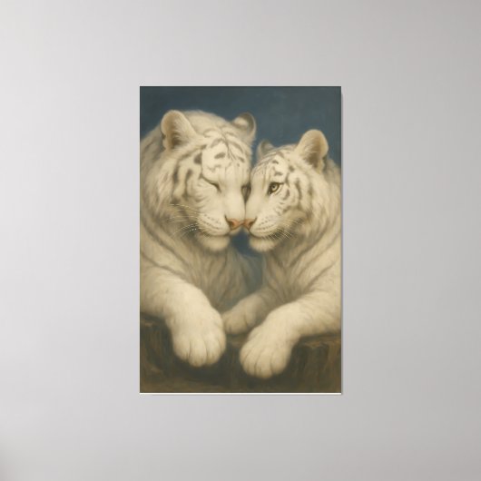 Majestic White Tiger Couple – Emotional Fine Art キャンバスプリント (正面)
