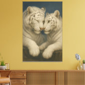 Majestic White Tiger Couple – Emotional Fine Art キャンバスプリント (インサイチュ (リビング))