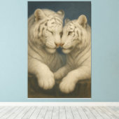 Majestic White Tiger Couple – Emotional Fine Art キャンバスプリント (インサイチュ (ウッドフロア))