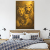 Majestic White Tiger Family – Fine Art Canvas Prin キャンバスプリント (インサイチュ (寝室))