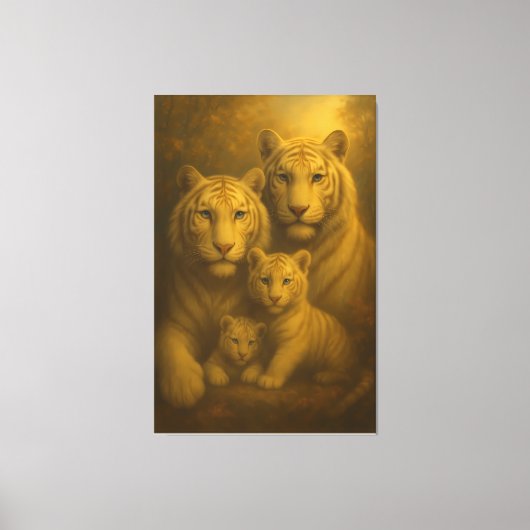 Majestic White Tiger Family – Fine Art Canvas Prin キャンバスプリント (正面)