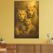 Majestic White Tiger Family – Fine Art Canvas Prin キャンバスプリント (インサイチュ (リビング))