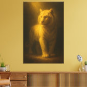 Majestic White Tiger – Fine Art Golden Light Portr キャンバスプリント (インサイチュ (リビング))